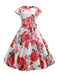 1950er Retro Blumen Swing Kleid