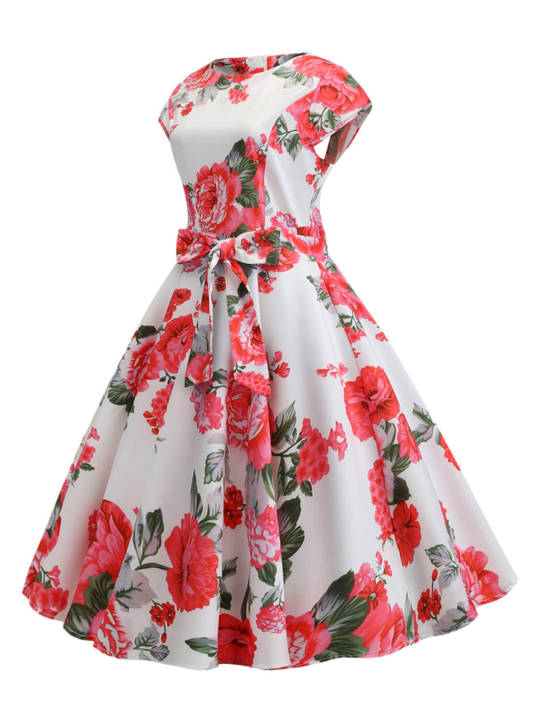 1950er Retro Blumen Swing Kleid