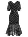 Schwarz 1930er Polka Dot Meerjungfrauenkleid