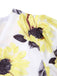 Multicolor 1960er Florales Sonnenblumen V-Ausschnitt Kleid