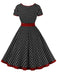 1950er Kontrast Polka Dot Geknöpftes Kleid