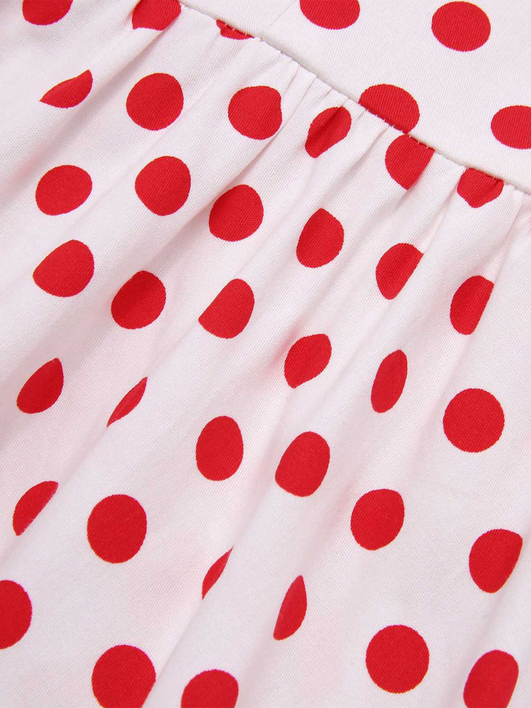 1950er Revers Polka Dots Ärmelloses Kleid