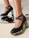 Zebra Patchwork Chunky High Heels Schuhe