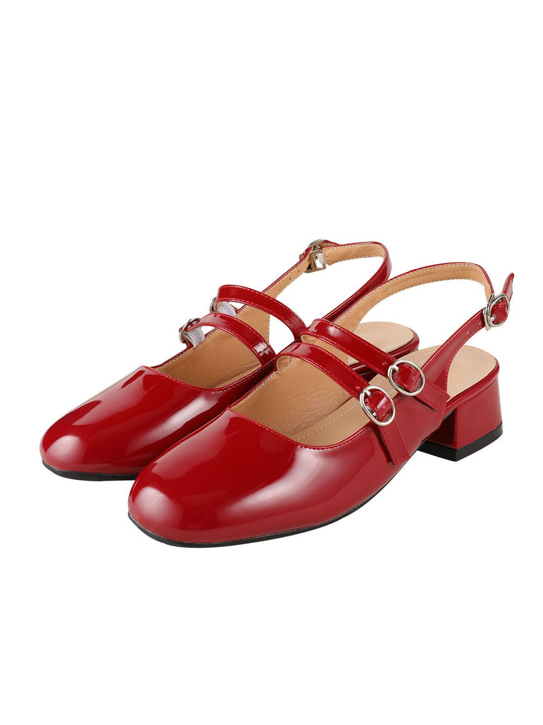 Vintage Solid Mary Janes Schuhe