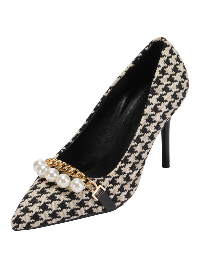 Houndstooth-Schuhe mit spitzer Zehe