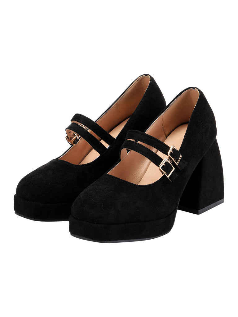 Schwarze Vintage Samt Spitz Zulaufende Mid Heels Schuhe