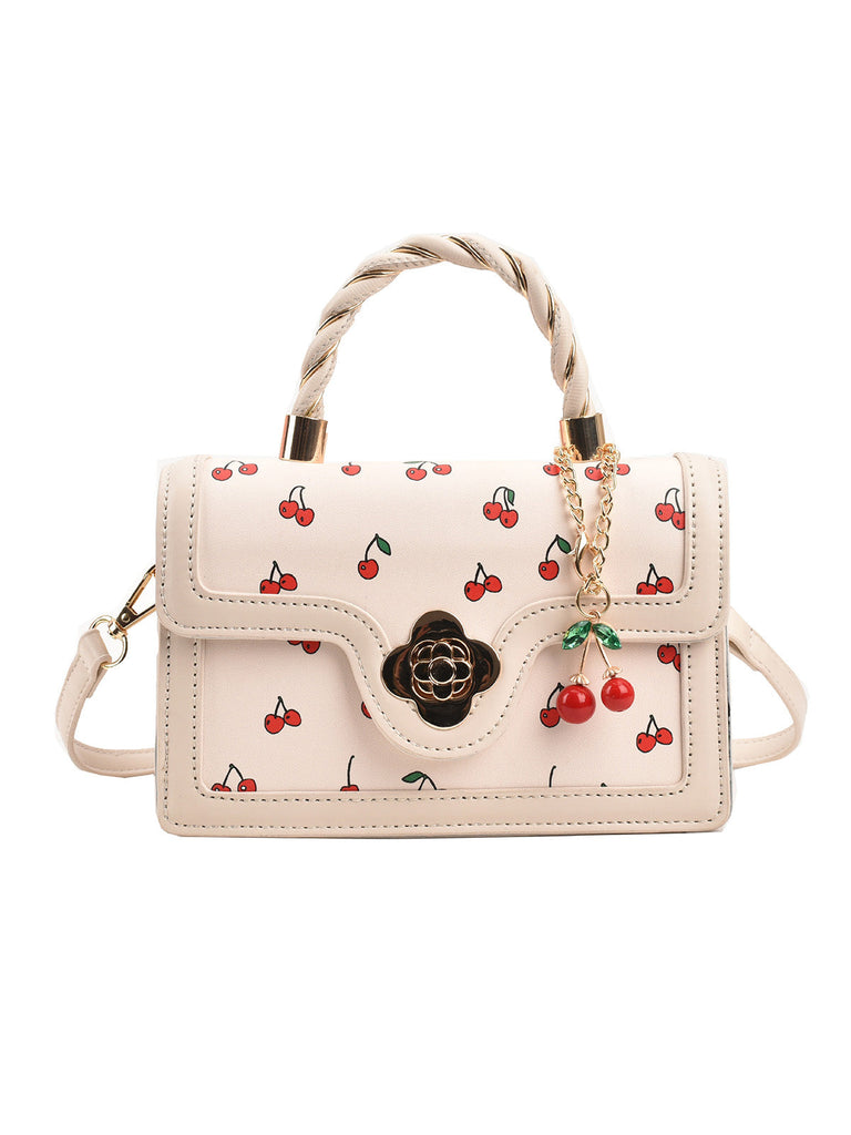 Retro Cherry Flap Crossbody Handtasche