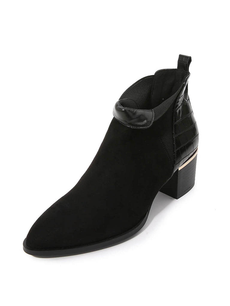 Schwarze Matte Obermaterial Chunky Heel Chelsea Stiefel