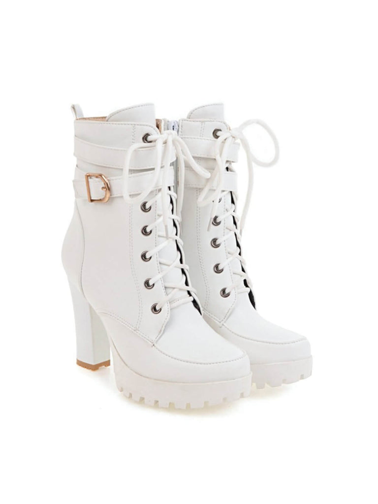 Leder High Top Chunky Heel Martin Stiefel