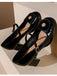Lackleder Mary Jane Schuhe mit dickem Absatz