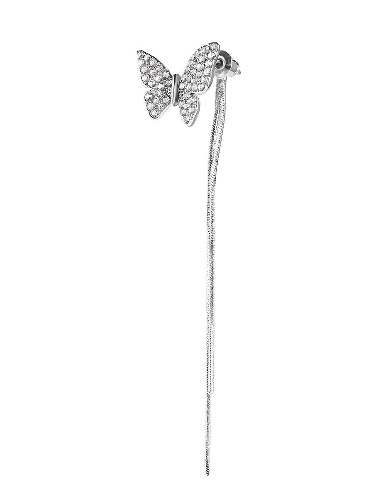 Schmetterling Diamant Perle Asymmetrische Ohrringe