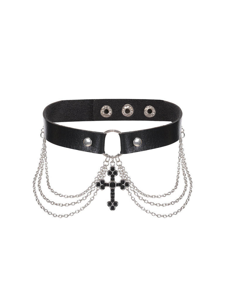Schwarzes Kreuz Choker Halskette