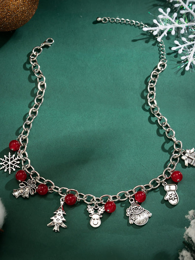Rot Silber Metallic Weihnachten Elemente Halskette