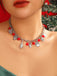 Rot Silber Metallic Weihnachten Elemente Halskette