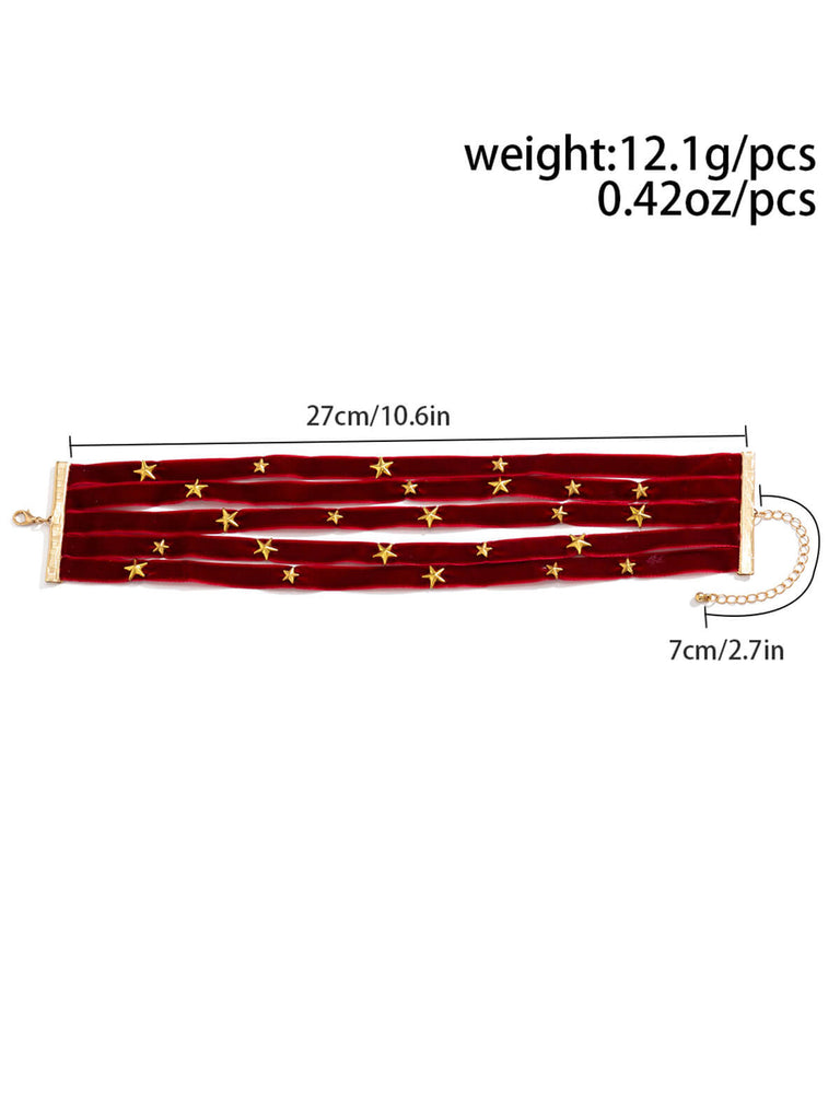 Burgunderfarbener Weihnachtsstern Breite Halskette aus Samt