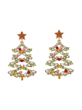 Weihnachtsbaum Legierung Intarsien Diamant Ohrringe
