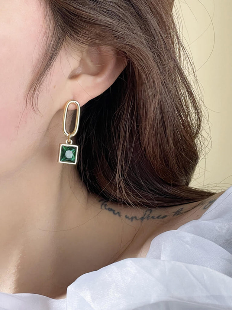 Grün Vintage Geometrischem Ausschnitt Ohrringe