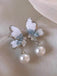 Hellblau Kristall Schmetterling Perlenohrringe