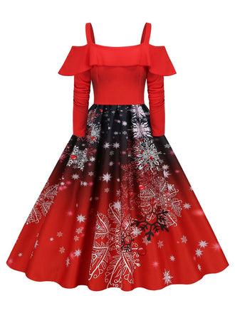 Weihnachten Hosenträger Rüsche Langarmkleid