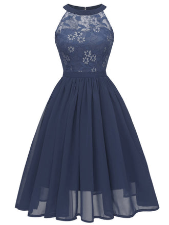 1950ER BLUMEN ÄRMELLOS FLARE-MIDIKLEID