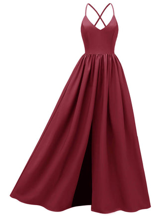 VINTAGE SPAGHETTI TRÄGER LANGE KLEID