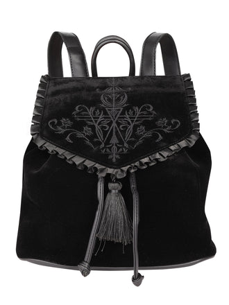 Schwarzer Samt Stickerei Kordelzug Rucksack Tasche