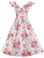 1950ER BLUMEN V-AUSSCHNITT SWING KLEID