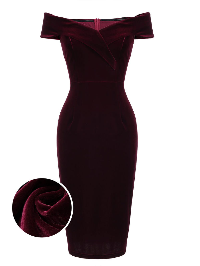 1960ER SCHULTERFREIES, FIGURBETONTES SAMTKLEID