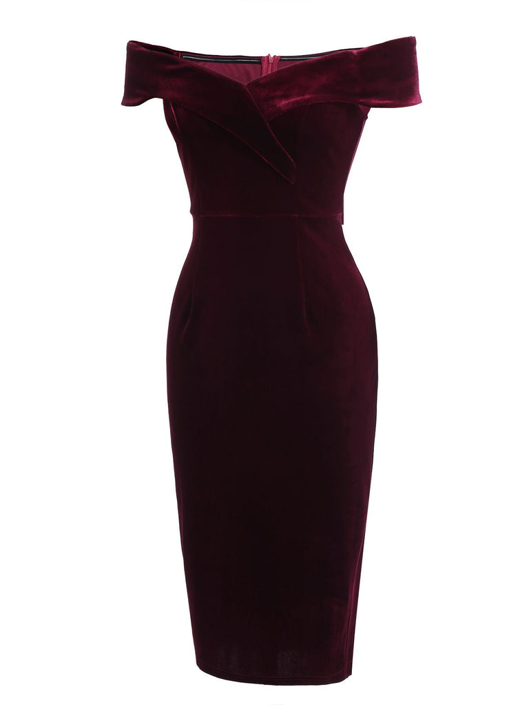1960ER SCHULTERFREIES, FIGURBETONTES SAMTKLEID