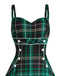 Schwarz 1950er Plaid Spaghettiträger Swing Kleid