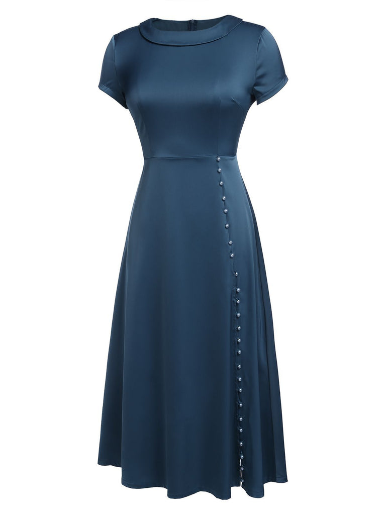 BLAU VINTAGE KURZARM SWING KLEID