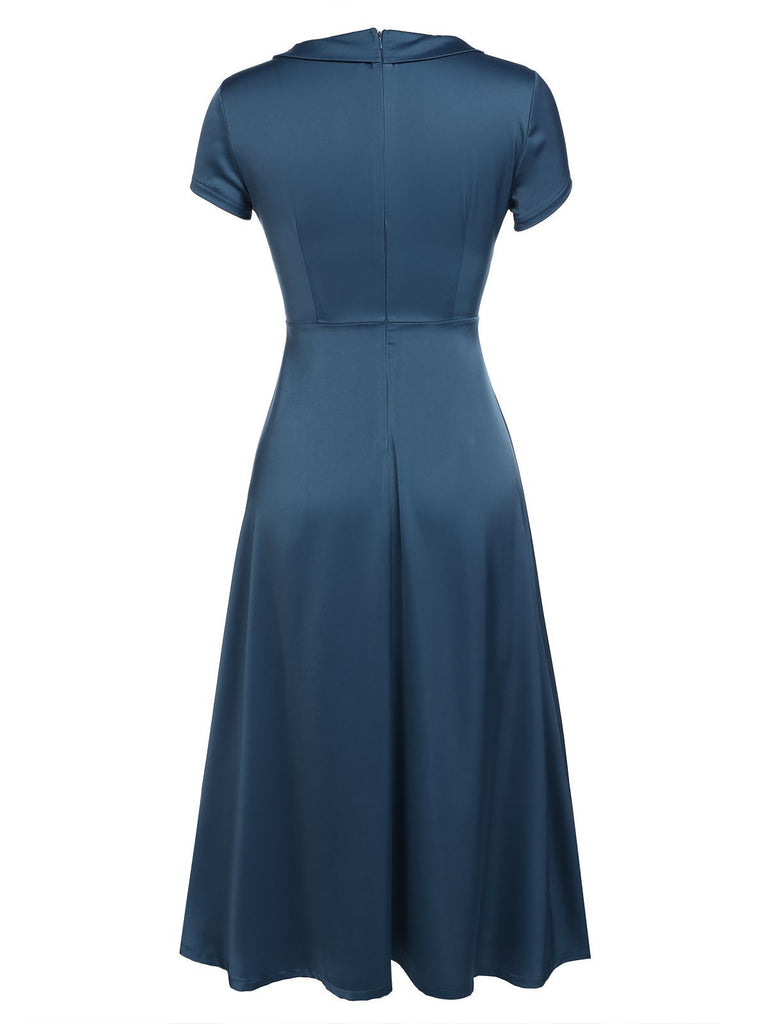 BLAU VINTAGE KURZARM SWING KLEID