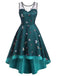 1950ER BLUMEN SPITZE ÄRMELLOS HILO SWING KLEID