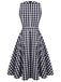 1950ER SCHWARZ PLAID KONTROLLGURT KLEID