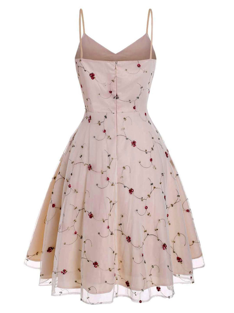 1950ER APRIKOSE SPAGHETTI SWING KLEID