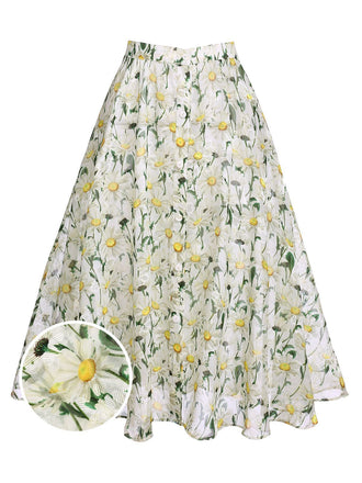 WEISS RETRO BLUMEN SWING UNDERROCK