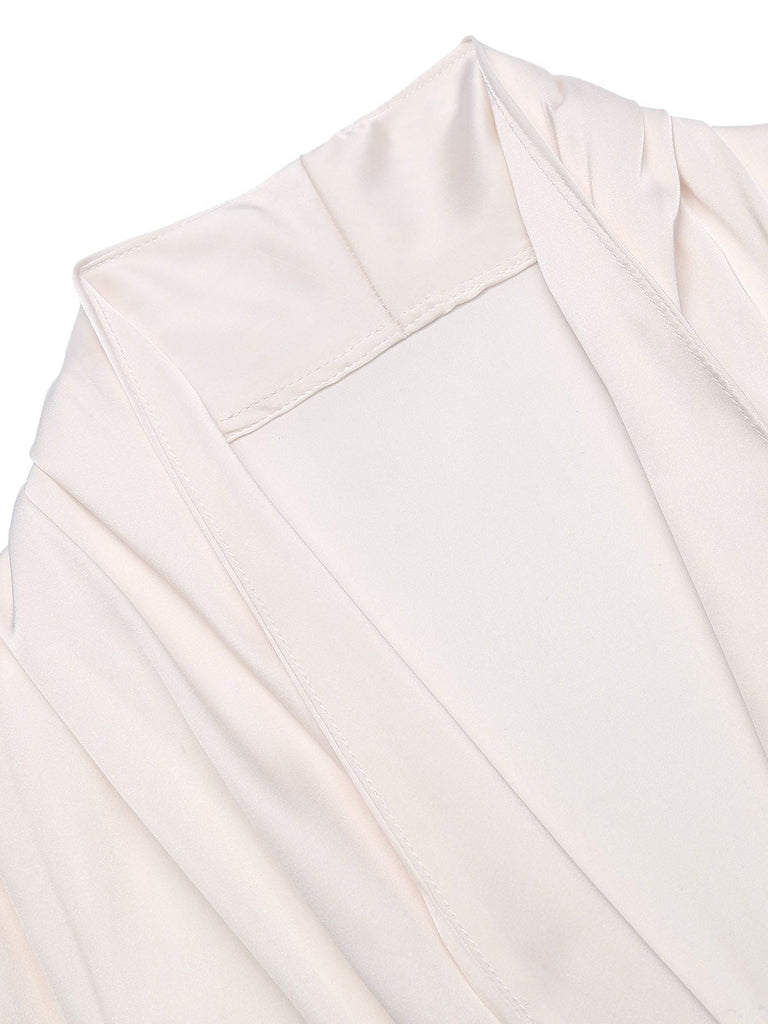 Elfenbein 1930er Solide Bluse mit langen Ärmeln