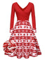 1950er Rotes Patchwork WeihnachtsKleid