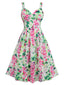 1950er Malerei Floral Strap Kleid