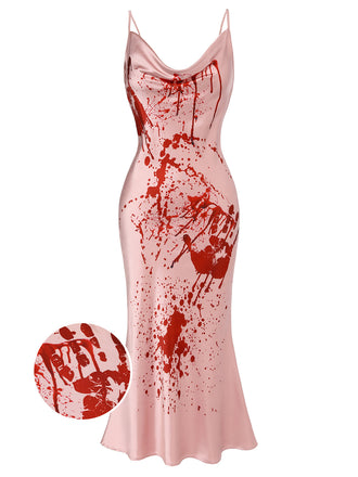 Rosa 1960er Halloween Zombie Braut Blut Fischschwanzkleid