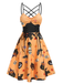 1950er Halloween Spaghetti Träger Korsett Kleid