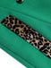 Grünen Leoparden Patchwork Knöpfen Mantel