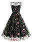 Schwarz 1950er Blumengaze GSwing Kleid