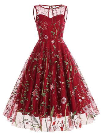 1950ER BLUMENGAZE SWING KLEID