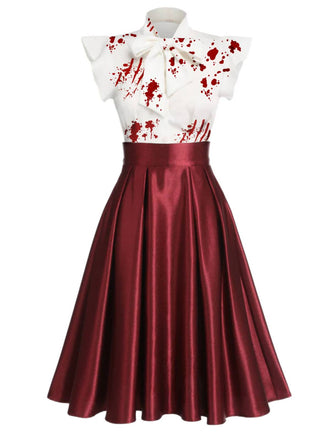 1950er Halloween Zombie Braut Blut Schleifenknoten Kleid
