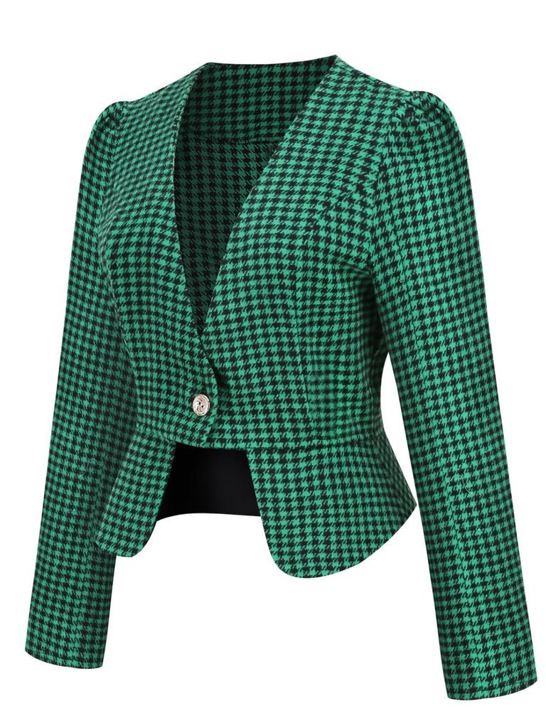 RETRO GRÜNER KAROKNOPF BLAZER