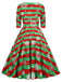 1950er V-Ausschnitt Patchwork Weihnachts Kleid