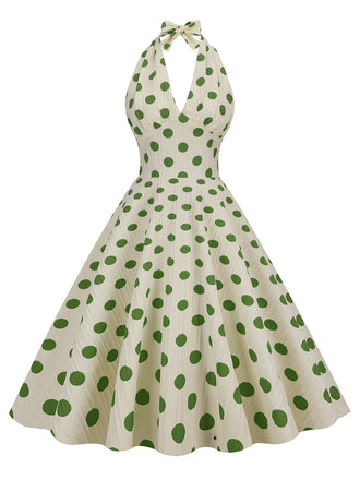 1950er Polka Dot Halter Swing Kleid