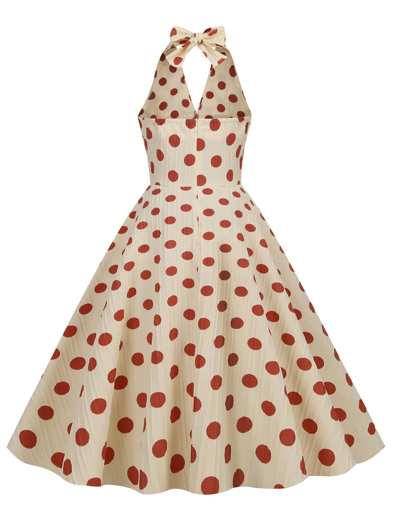 1950er Polka Dot Halter Swing Kleid