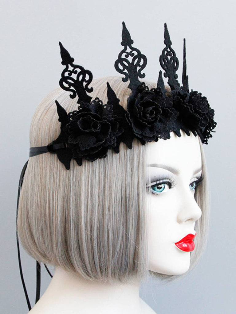 Schwarzes Halloween Blumen Krone Stirnband